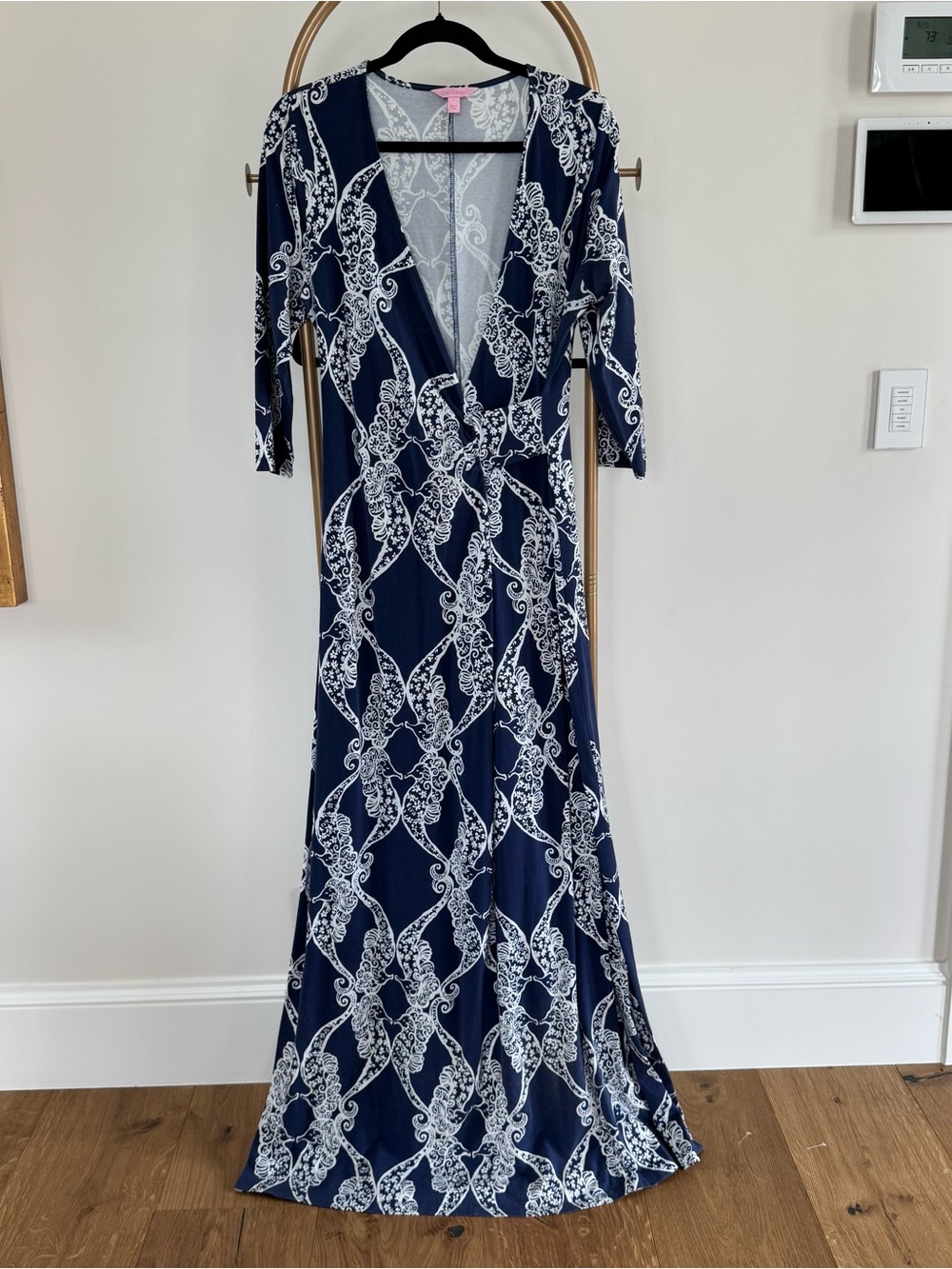 Lilly Pulitzer Navy & White Wrap-Style Maxi Dress